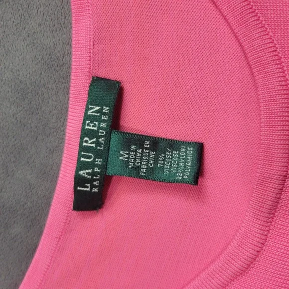 Lauren Ralph Lauren Women Pink Orange Ombre Knit Sheath Dress Medium Sunset Midi - Picture 4 of 11